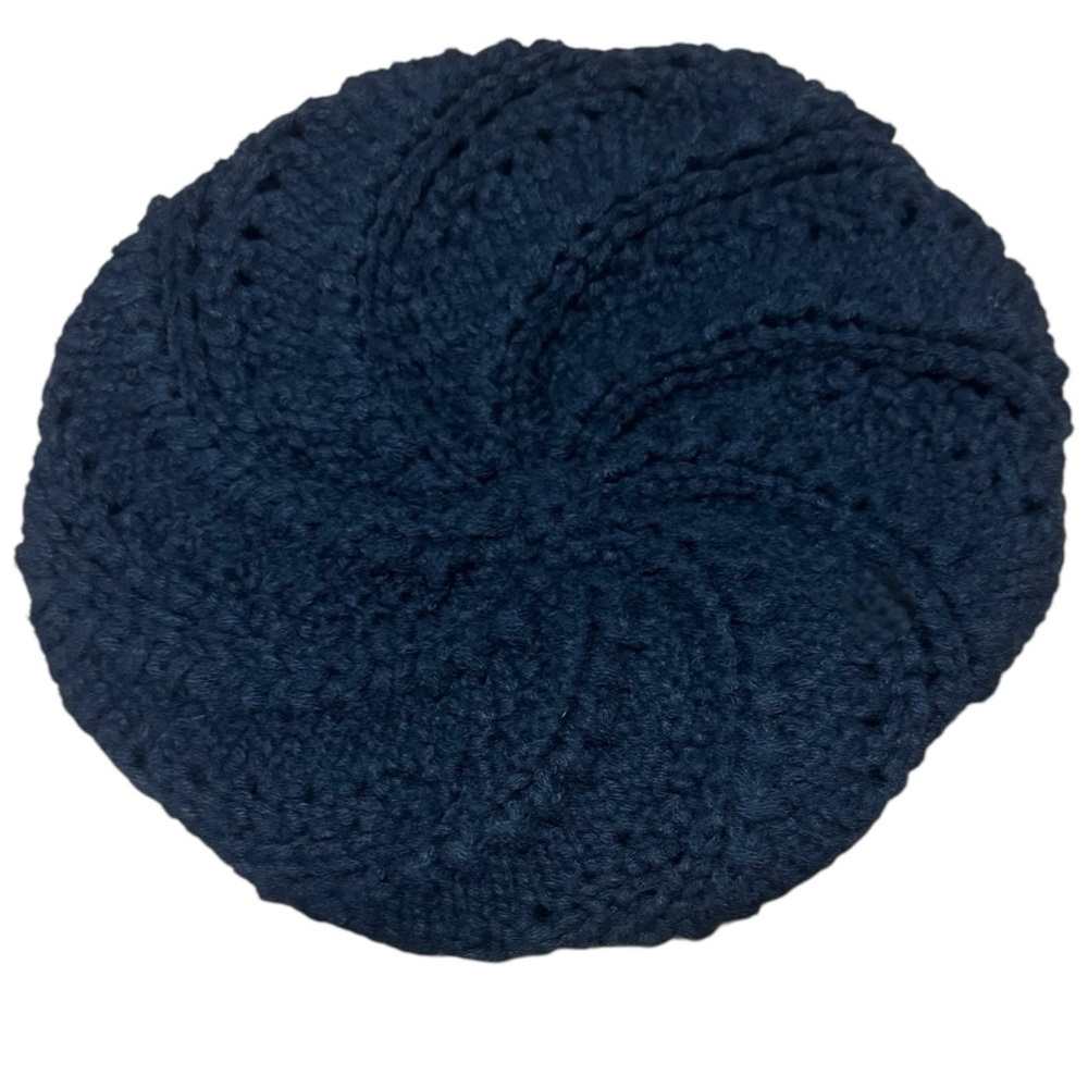 Vintage Claires Boutique Beret French Fashion Hat Black Thick Cable Knit Y2K